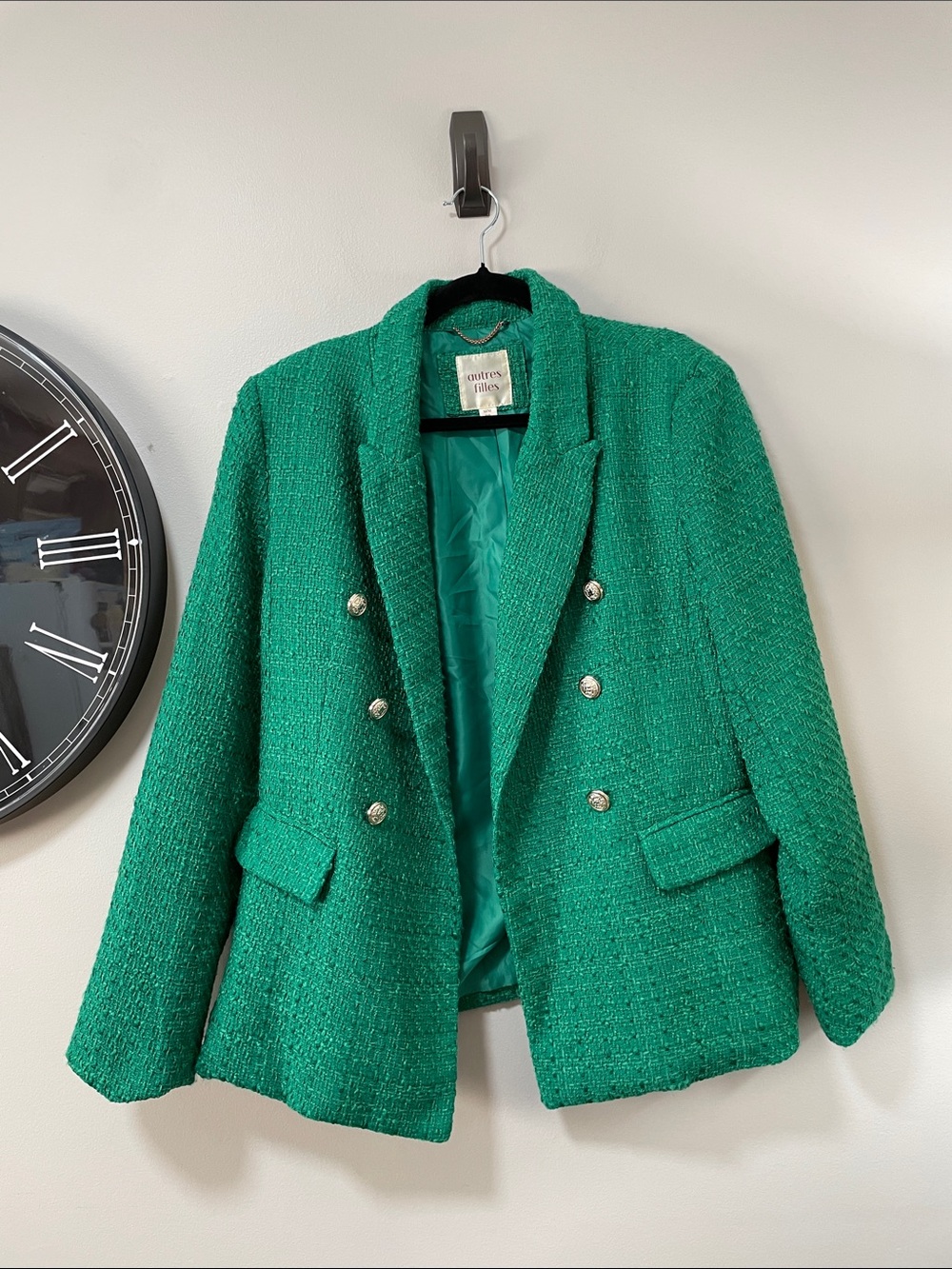 Autres Filles Green Tweed Double-Breasted Blazer